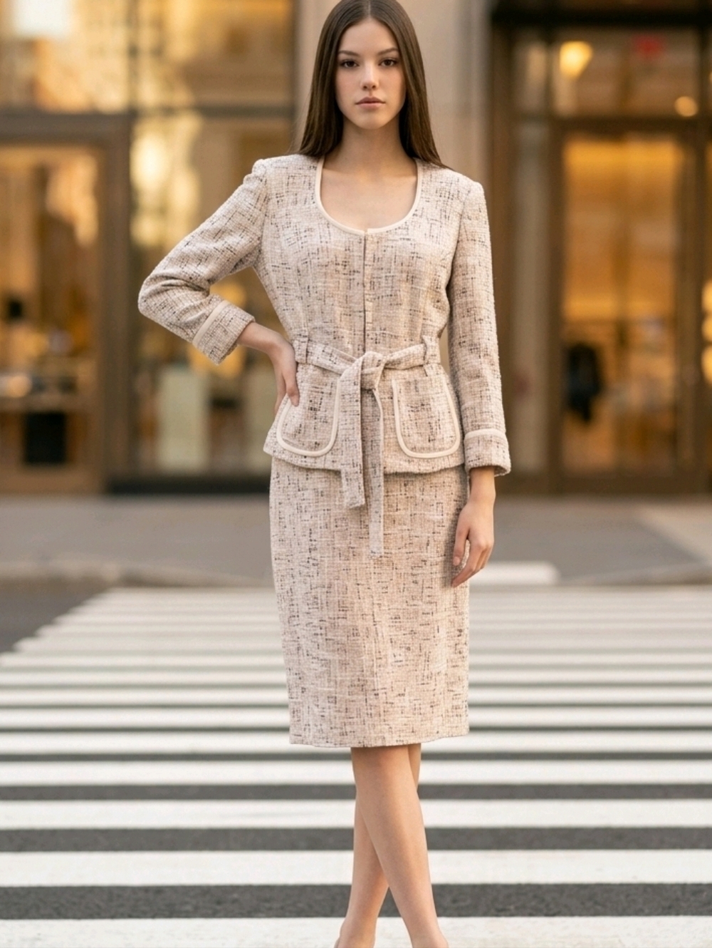 NWT New York & Company Gray & Black Tweed Skirt Suit ~S